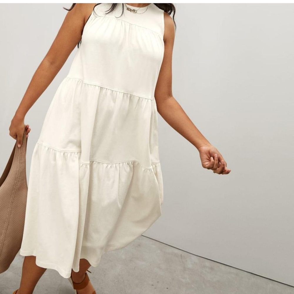 EverLane The Weekend Tiered Midi Dress size M like new condition